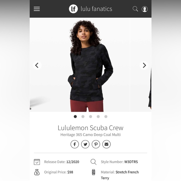 Lululemon Scuba Crewneck in ‘Heritage 365 Black Camo’ - Picture 6 of 6